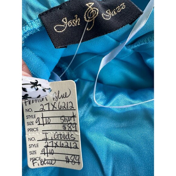 Josh & Jazz NWT Turquoise Beaded Satin Halter Mini Cocktail Dress Pockets 9/10 - Picture 6 of 7